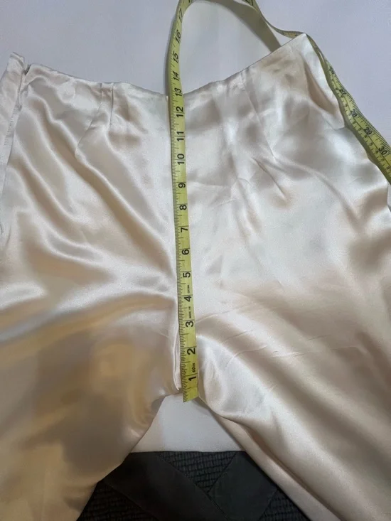 Lauren Ralph Lauren 100% Silk Ivory Satin Wide Leg Dress Pants Petite - Picture 12 of 15